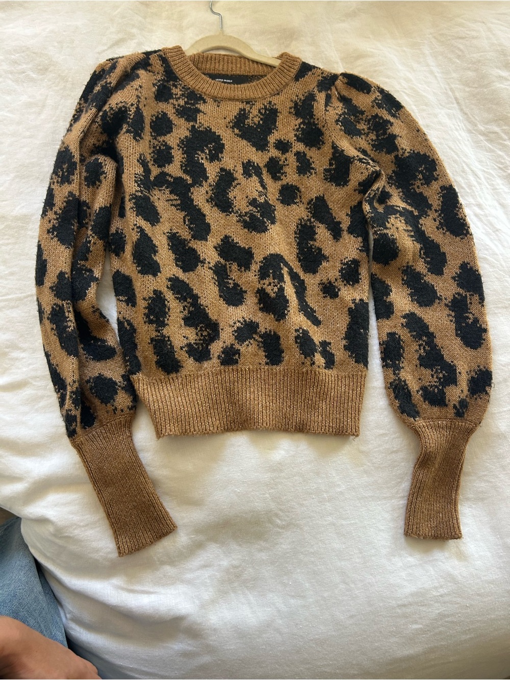 Vero Moda Tan and Black Leopard Crewneck Sweater